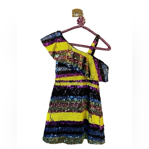 Rare editions Colorful Layered Sequin Cocktail Dress - Picture 4 of 16